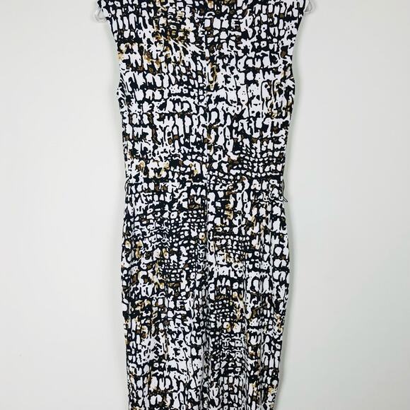 Calvin Klein white black abstract faux wrap dress - Picture 8 of 10